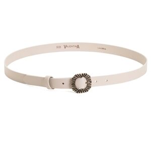 Valentina Women's White Italian Leather Rayed Buckle Belt
